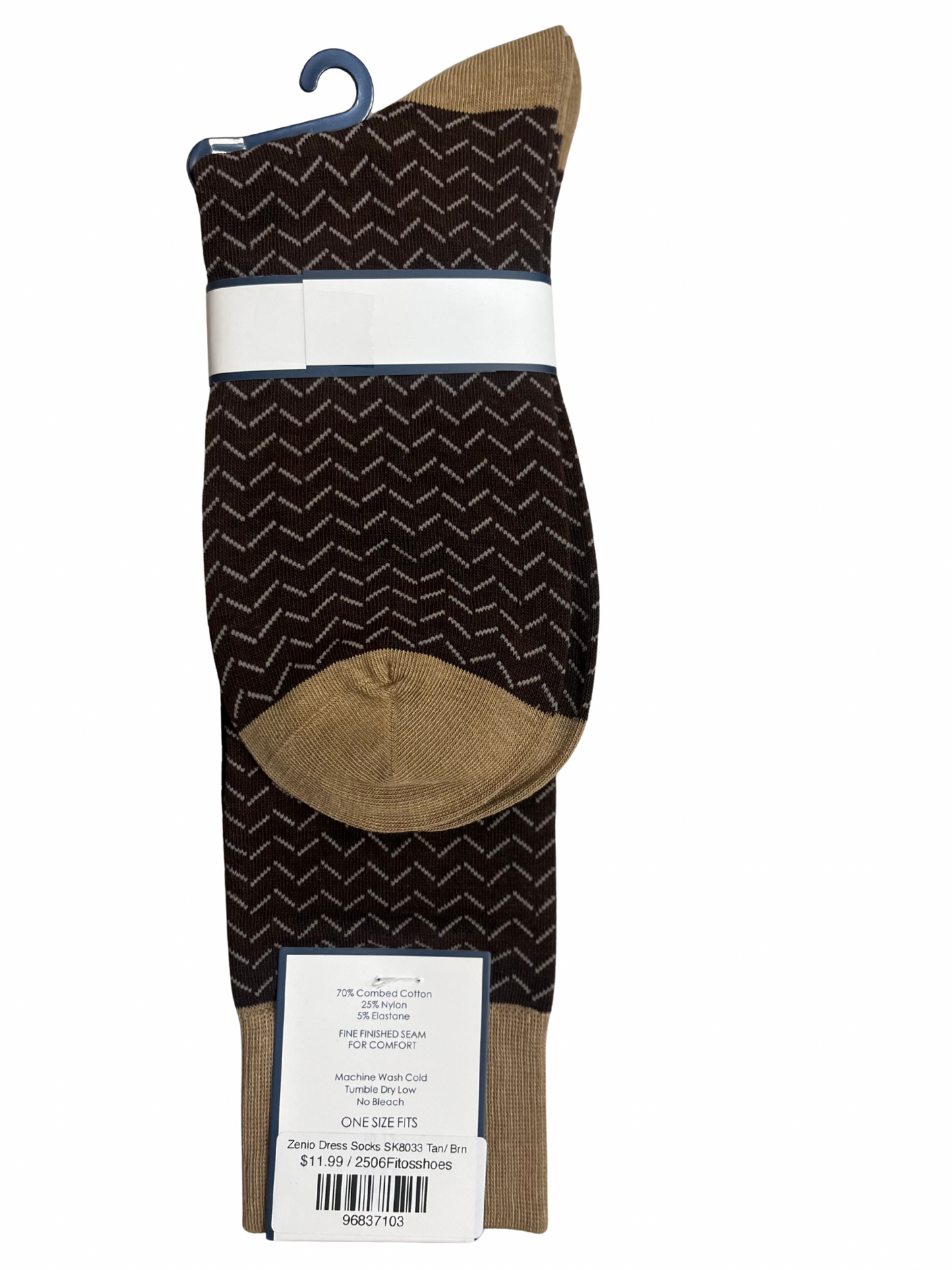 Zenio Dress Socks SK8033 Tan/Brn