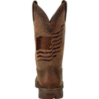 Durango Rebel Brown Distressed Flag Embroidery Western Boot DDB0314