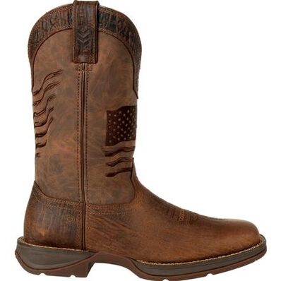 Durango Rebel Brown Distressed Flag Embroidery Western Boot DDB0314