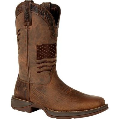 Durango Rebel Brown Distressed Flag Embroidery Western Boot DDB0314