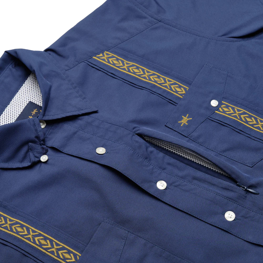 Texas Standard Guayabera Blue/Gold