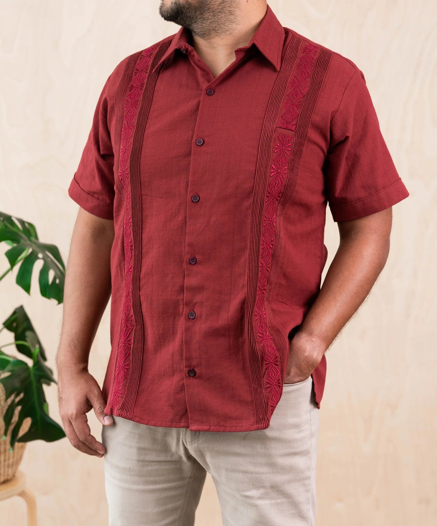 Sidrey Guayabera Burgundy