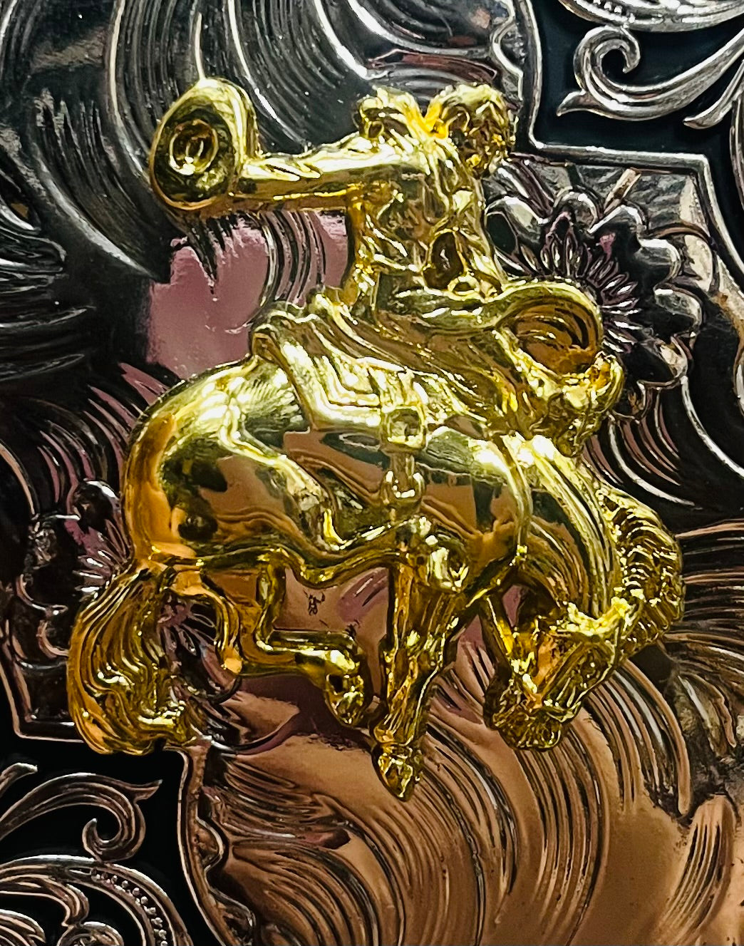 Riding Cowboy Silver Buckle