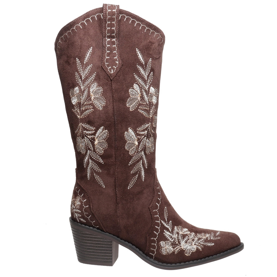 Pierre Dumas Whitney-14 Brown Suede Embroidery 89527-402