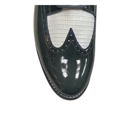 Stacy Baldwin Patent Lizard Dark Gray/White 162235-1