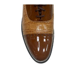 Stacy Baldwin Patent Alligator Cap Toe Brown 143237
