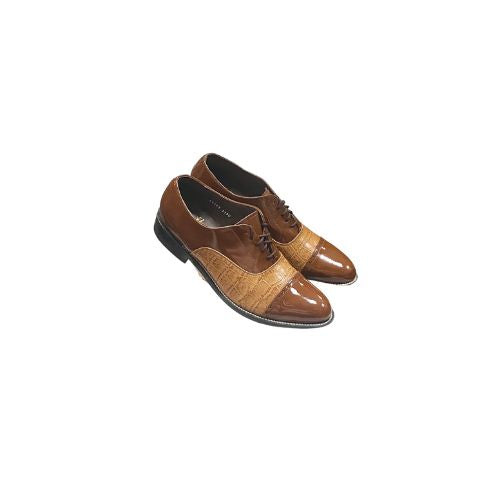 Stacy Baldwin Patent Alligator Cap Toe Brown 143237