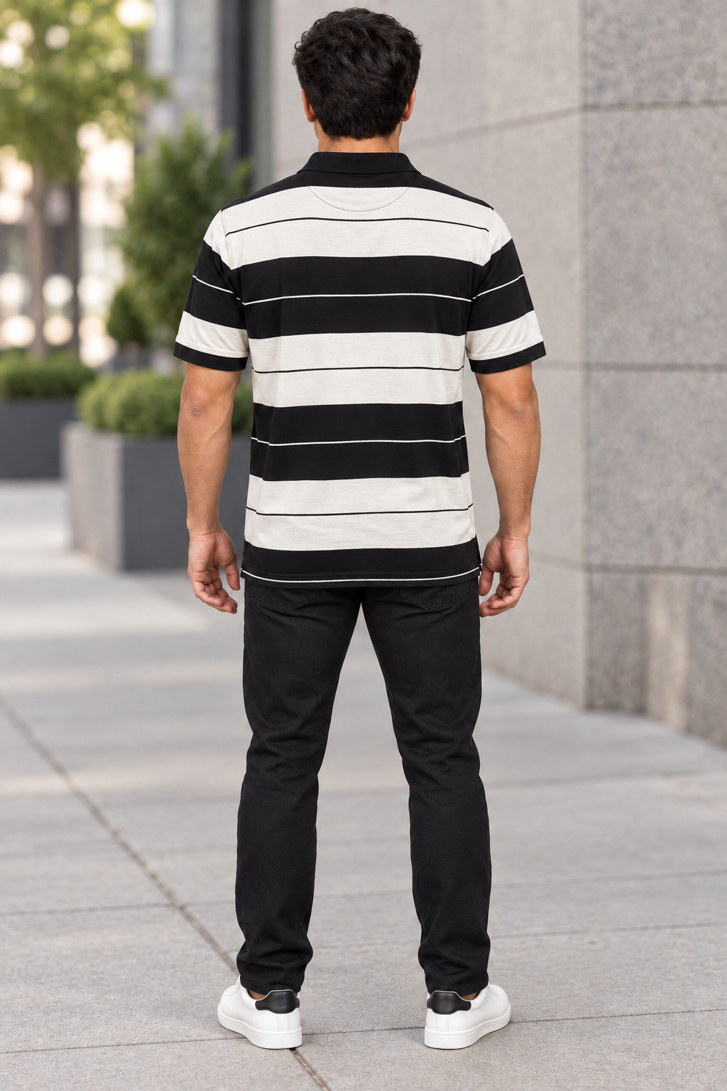 Men's Town Old School Polo BD White & Black