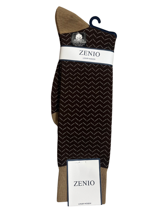 Zenio Dress Socks SK8033 Tan/Brn
