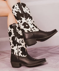 Montana West Women’s Cow Print Pointed Toe Boots