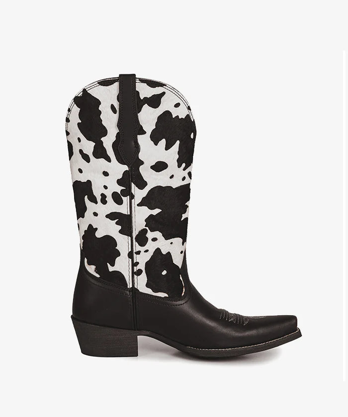 Montana West Women’s Cow Print Pointed Toe Boots
