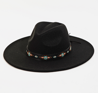 Fame Boho Tribal Pattern Strap Fedora Hat MMT8723