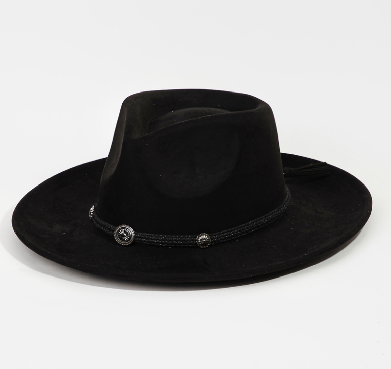Fame Braided Chevron Tassel Strap Fedora Hat MMT8752