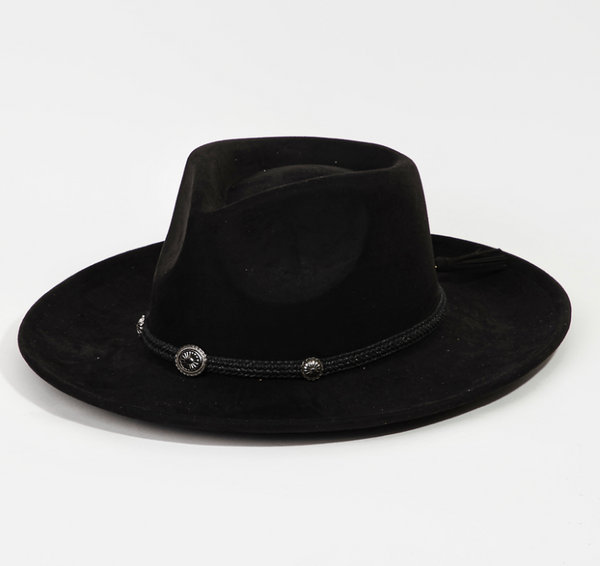 Fame Braided Chevron Tassel Strap Fedora Hat MMT8752