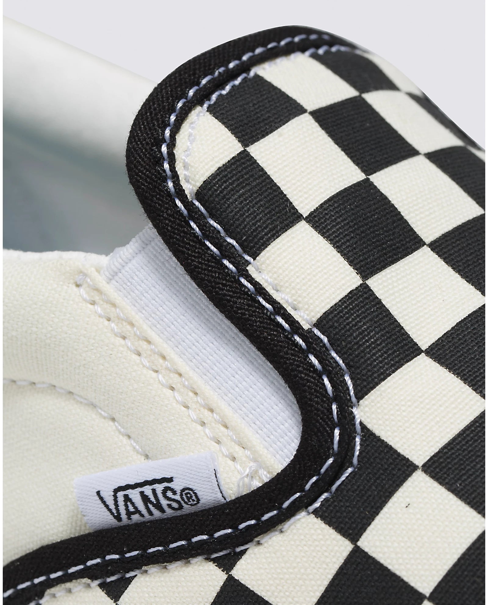 White checkered sales vans slip ons