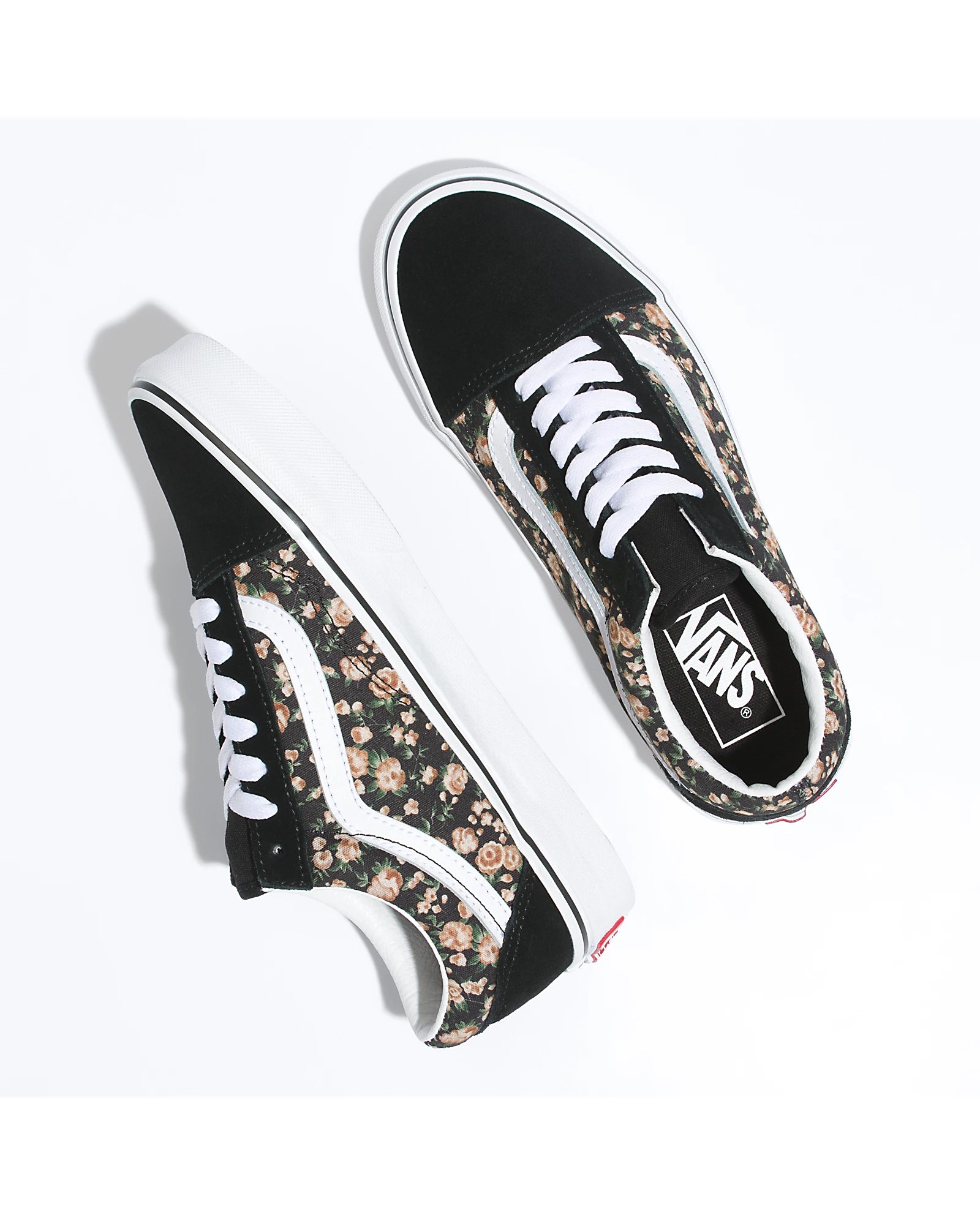 Black and white vans with roses sales