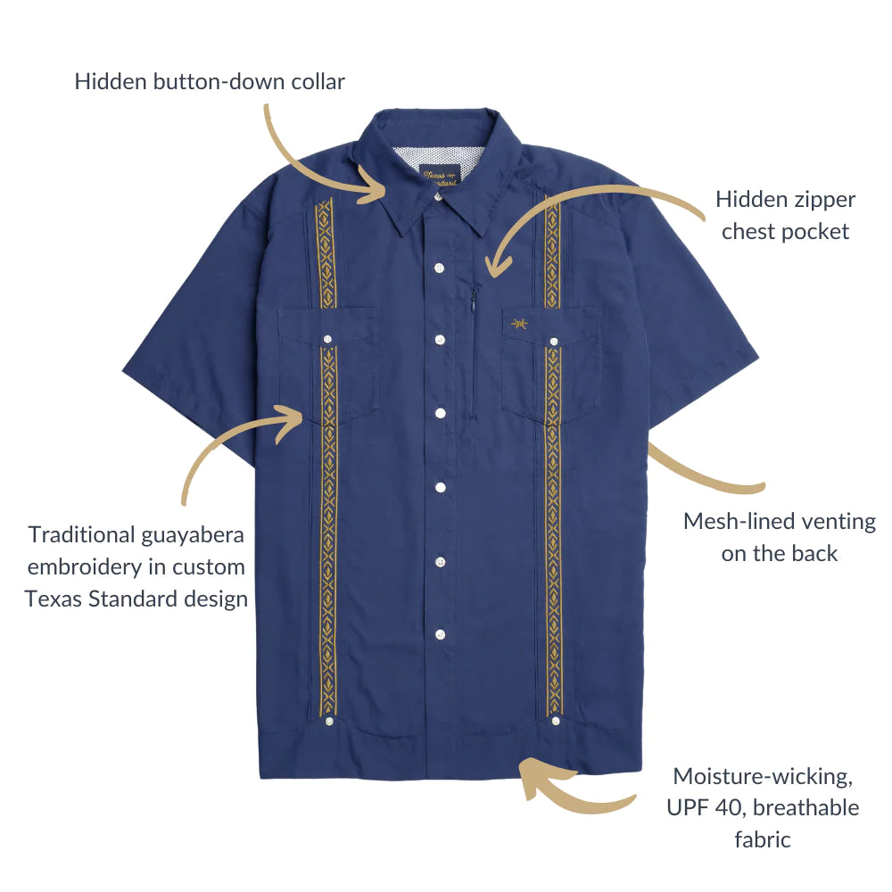 Texas Standard Guayabera Blue/Gold