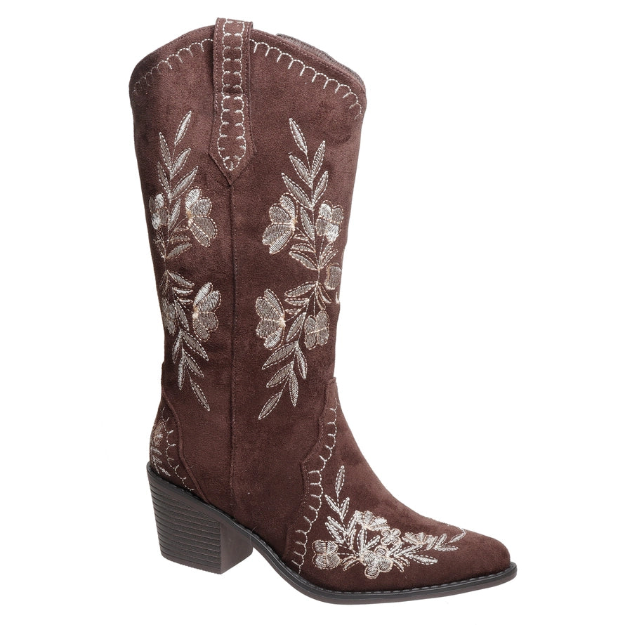 Pierre Dumas Whitney-14 Brown Suede Embroidery 89527-402