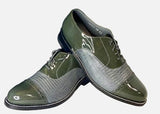 Stacy Baldwin Men’s Dark Grey Patent Lizard Cap Toe Dress Shoe – Style 16323