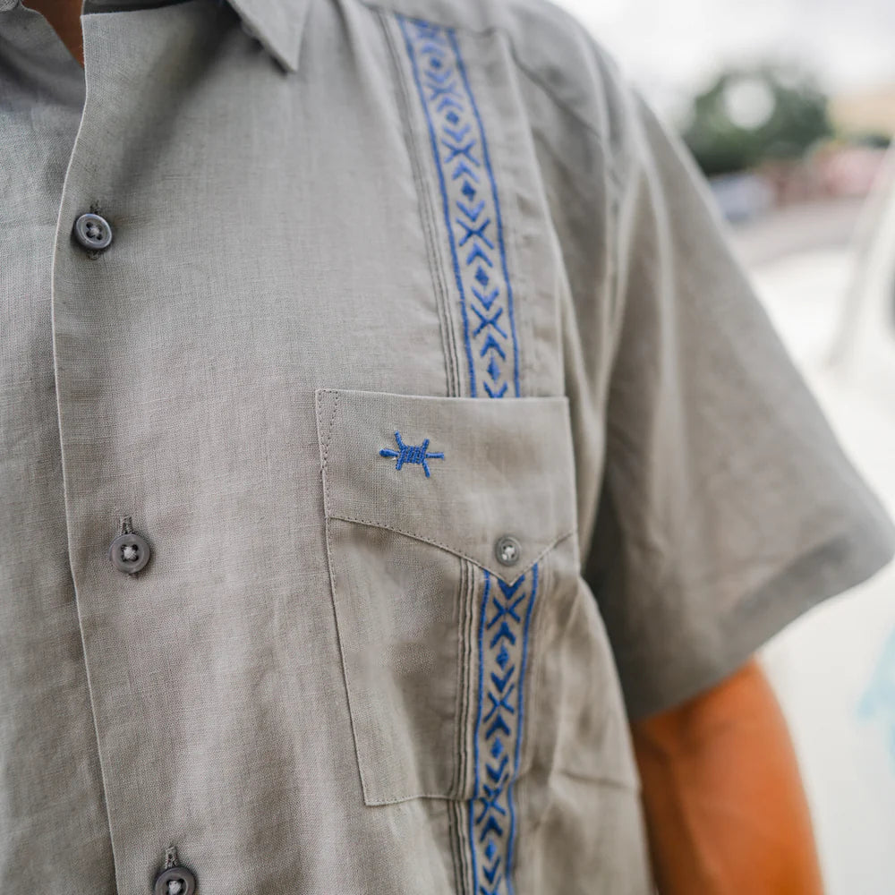 Texas Standard Guayabera Grey/Blue