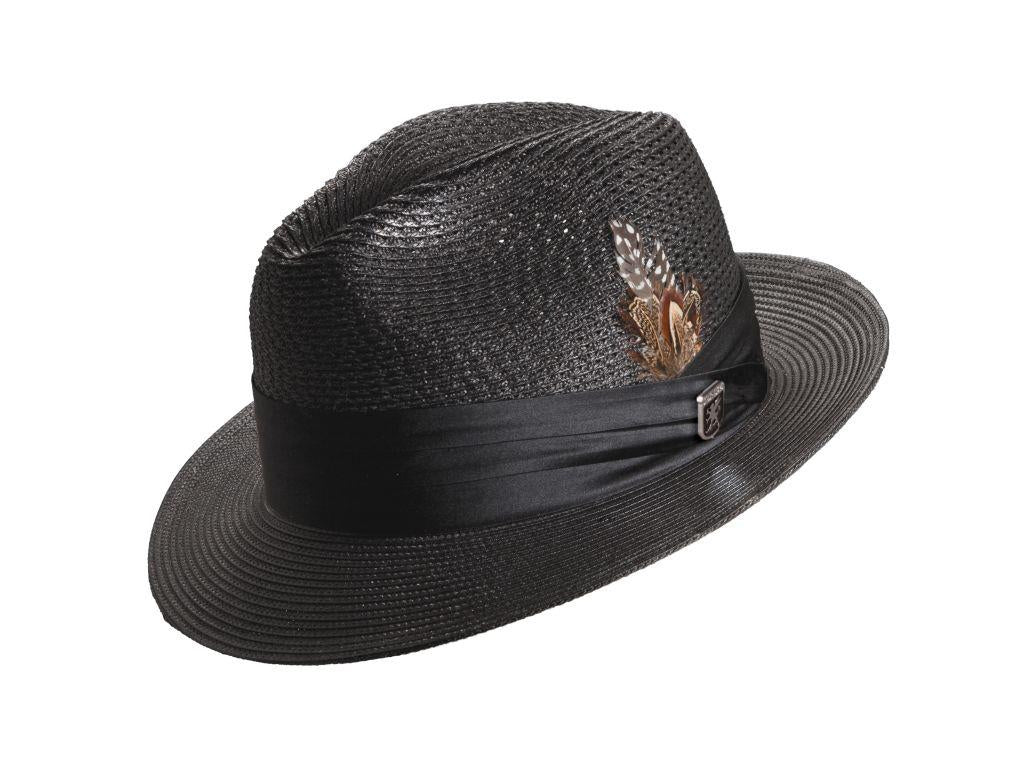 Stacy Adams Dublin Fedora Poly Braided Pinch Front Hat SA394-001/SA394-250/SA394-221/SA394-100