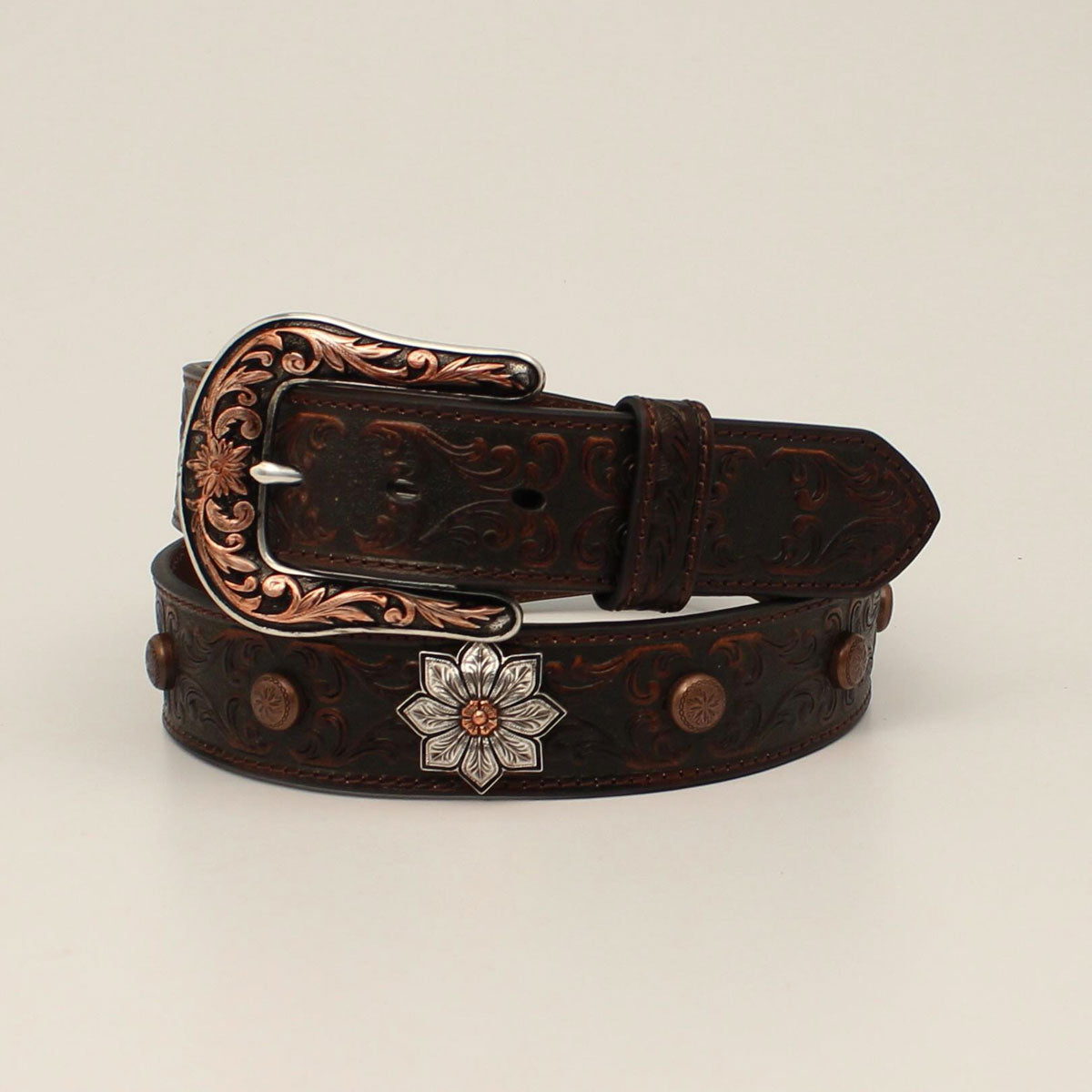Ariat Embossed Flower Concho Brown Belt A1533902