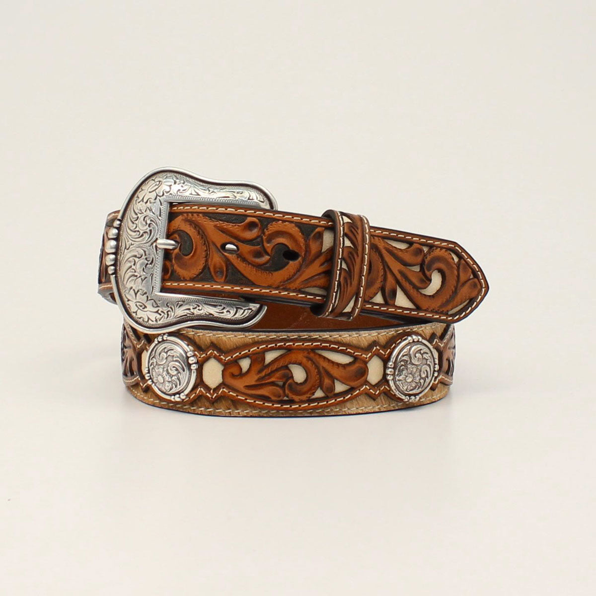 Ariat Calf Hair Tooled Tabs Round Concho A1038802